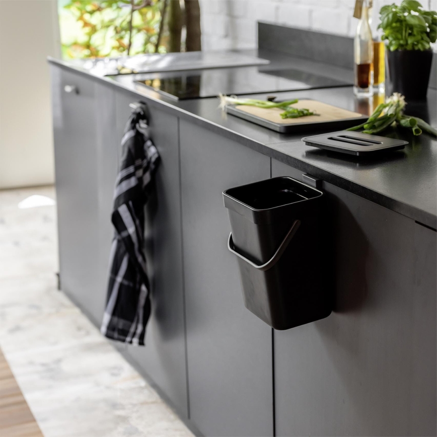 WENKO 55027100 - Mülleimer BLACK OUTDOOR KITCHEN 19x24 cm schwarz/grau/transparent