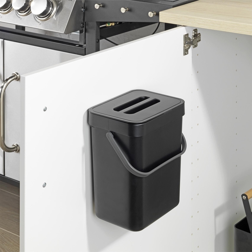 WENKO 55027100 - Mülleimer BLACK OUTDOOR KITCHEN 19x24 cm schwarz/grau/transparent