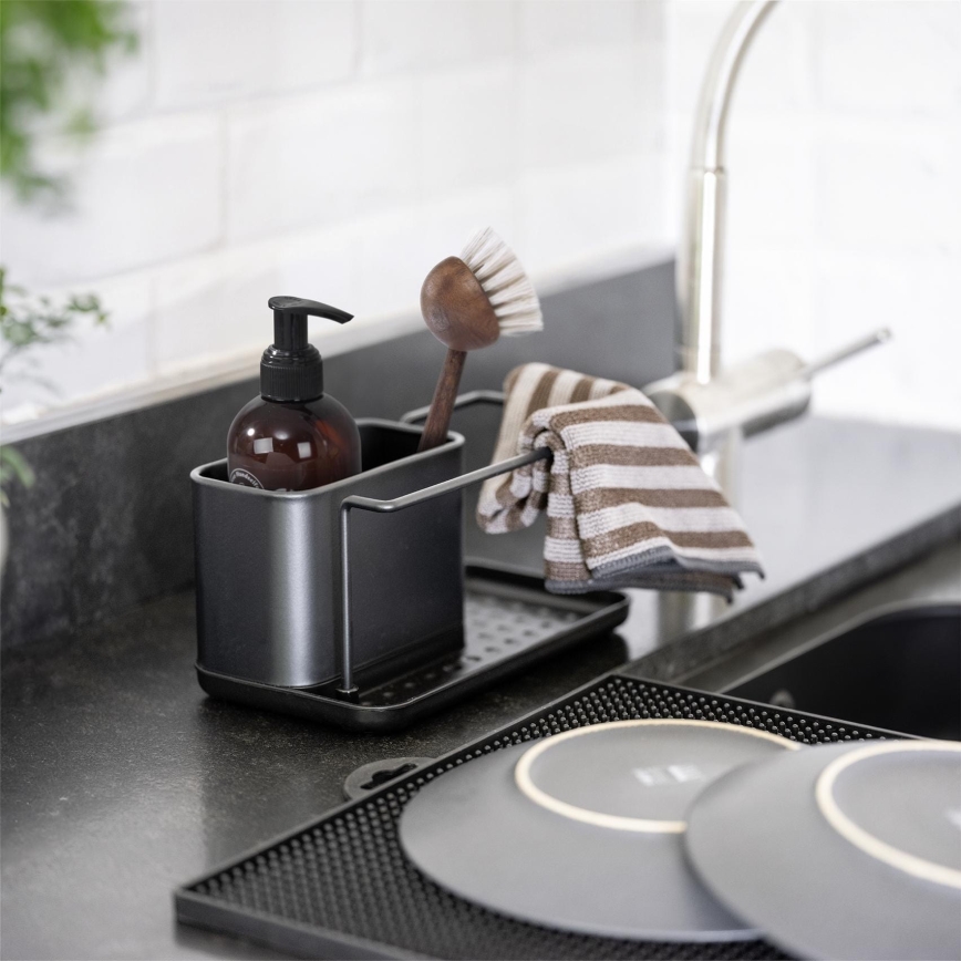 WENKO 55078100 - Organizer BLACK OUTDOOR KITCHEN 21x12 cm Edelstahl/schwarz