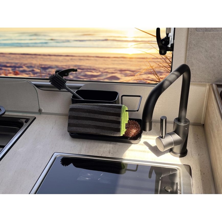 WENKO 55078100 - Organizer BLACK OUTDOOR KITCHEN 21x12 cm Edelstahl/schwarz