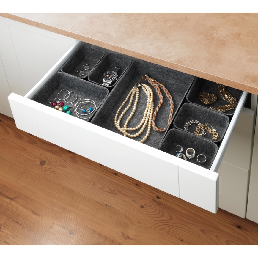 WENKO 64502100 - FELT Schubladen-Organizer, 28,5 x 20 cm, grau