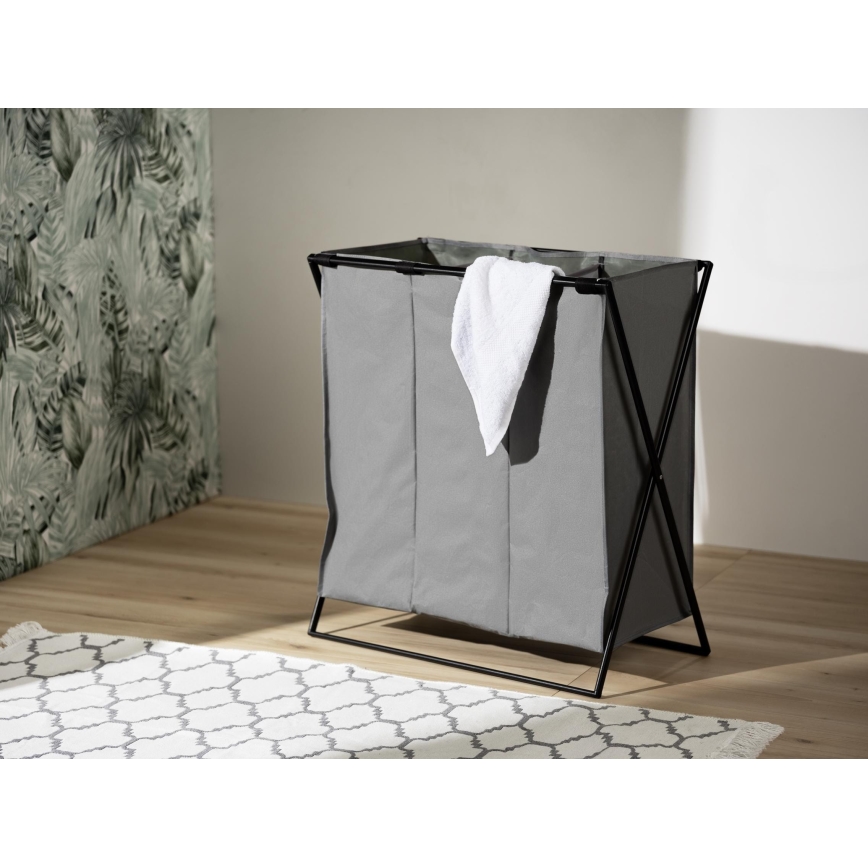 WENKO 71297800 - Wäschekorb TRIO 69 x 76 cm grau/schwarz