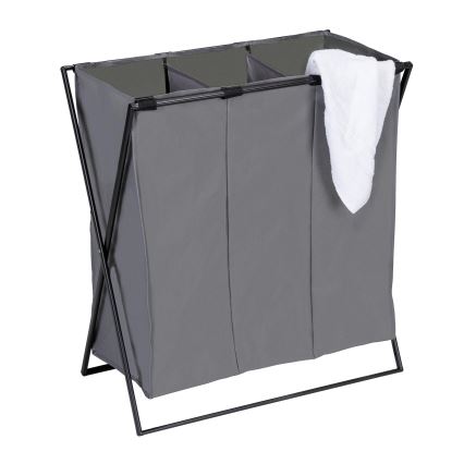 WENKO 71297800 - Wäschekorb TRIO 69 x 76 cm grau/schwarz