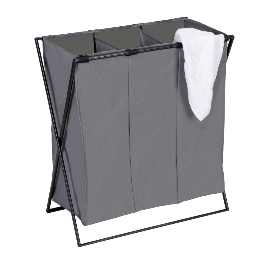 WENKO 71297800 - Wäschekorb TRIO 69 x 76 cm grau/schwarz