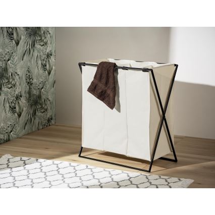 WENKO 71298800 - Wäschekorb TRIO 69x76 cm creme/schwarz
