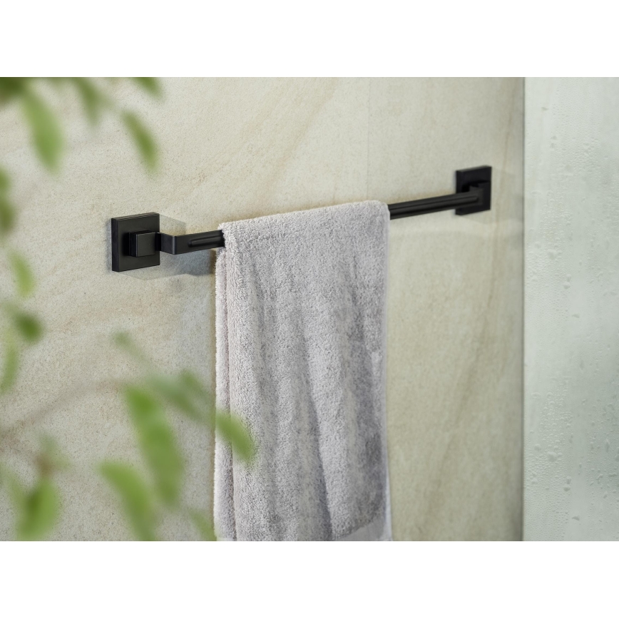 WENKO 71445800 - Handtuchstange VACUUM-LOC QUADRO ED 60,5x6 cm schwarz