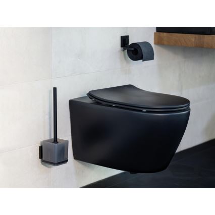 WENKO 71447800 - WC-Papierhalter VACUUM-LOC QUADRO ED 14x11 cm schwarz