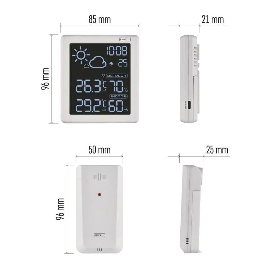 Wetterstation 5V 2xAAA + 2xAAA weiß