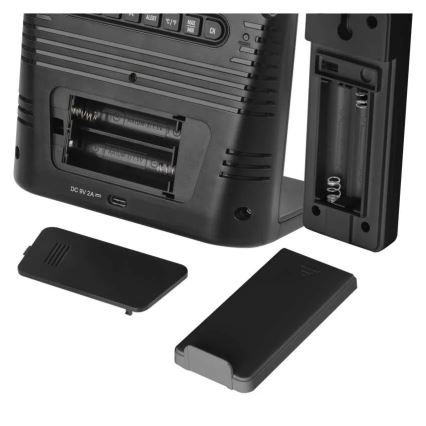 Wetterstation mit kabelloser Ladefunktion, 5V, 2×AA + 2×AAA, schwarz