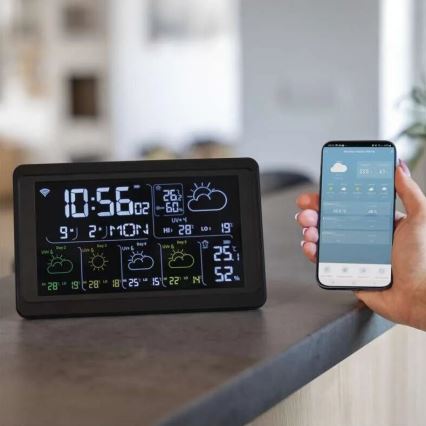 Wetterstation mit LCD-Anzeige GoSmart 5/230V Wi-Fi Tuya schwarz