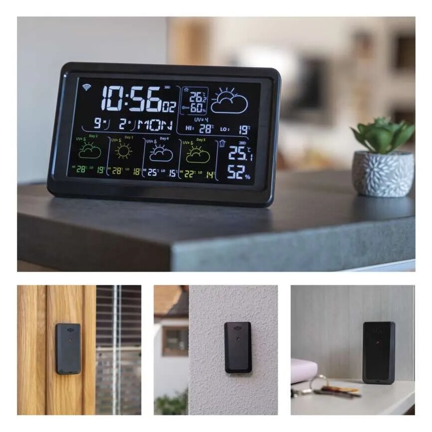 Wetterstation mit LCD-Anzeige GoSmart 5/230V Wi-Fi Tuya schwarz