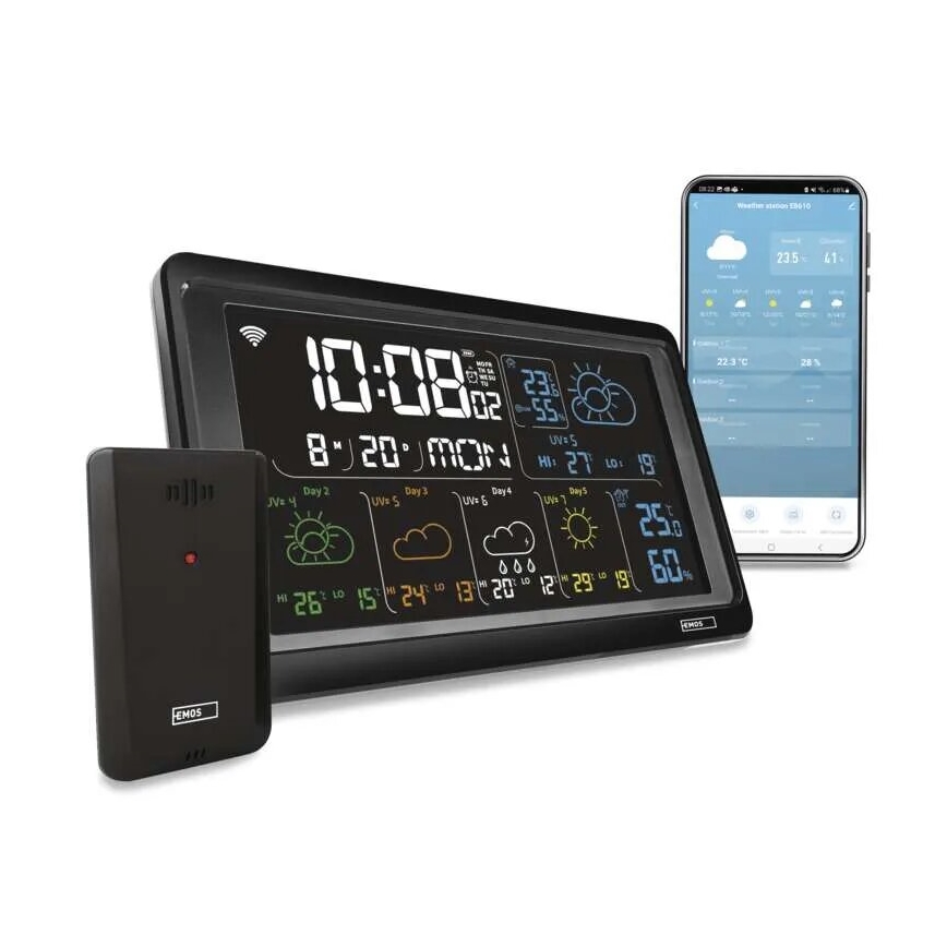 Wetterstation mit LCD-Anzeige GoSmart 5/230V Wi-Fi Tuya schwarz