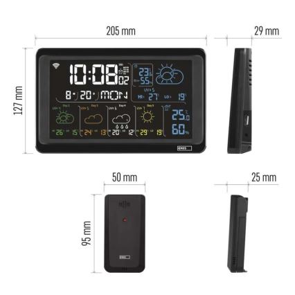 Wetterstation mit LCD-Anzeige GoSmart 5/230V Wi-Fi Tuya schwarz