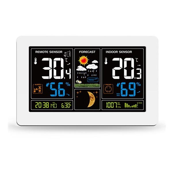 Wetterstation mit LCD-Bildschirm USB-Ladegerät weiß