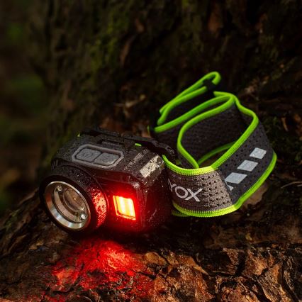 Dimmbare, wiederaufladbare LED-Stirnlampe mit Sensor und rotem Licht LED/6W/5V/3xAAA IP66 500 lm 1200 mAh