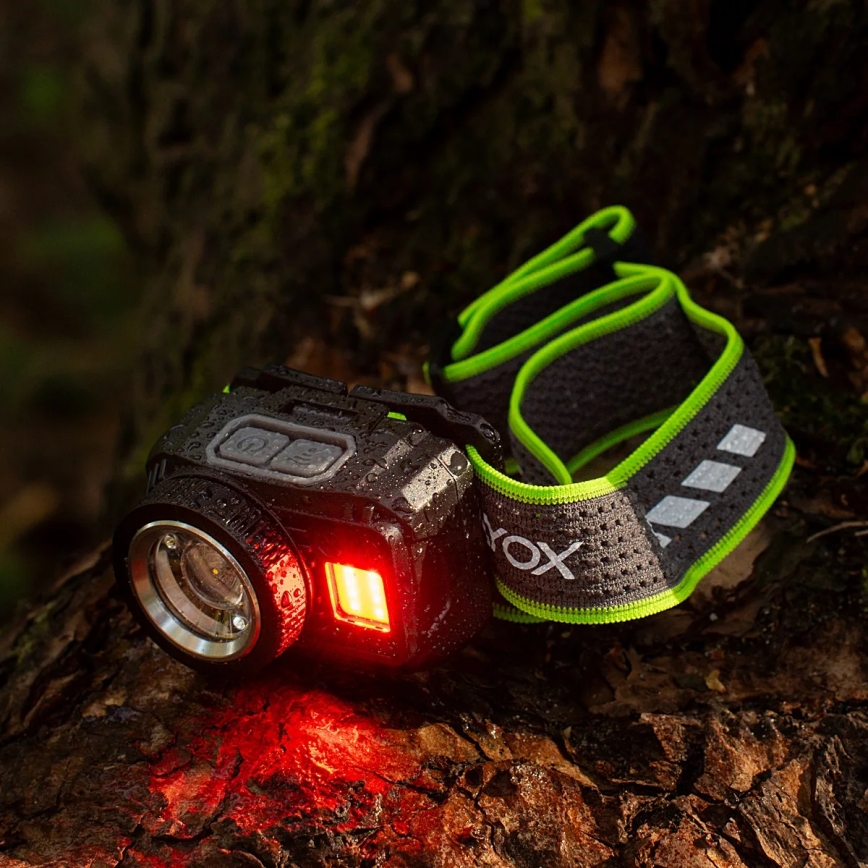 Dimmbare, wiederaufladbare LED-Stirnlampe mit Sensor und rotem Licht LED/6W/5V/3xAAA IP66 500 lm 1200 mAh