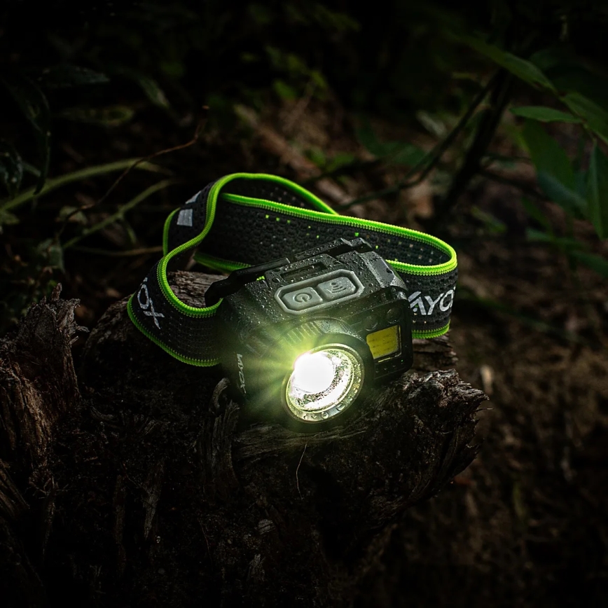 Dimmbare, wiederaufladbare LED-Stirnlampe mit Sensor und rotem Licht LED/6W/5V/3xAAA IP66 500 lm 1200 mAh