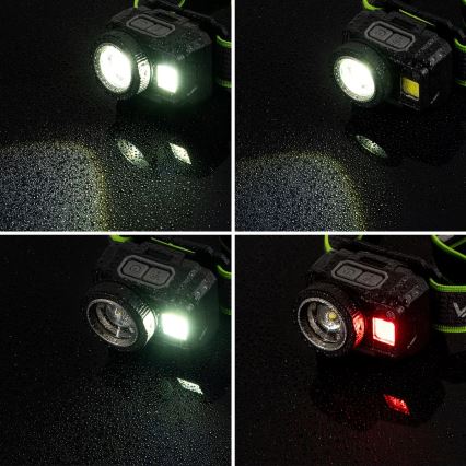 Dimmbare, wiederaufladbare LED-Stirnlampe mit Sensor und rotem Licht LED/6W/5V/3xAAA IP66 500 lm 1200 mAh