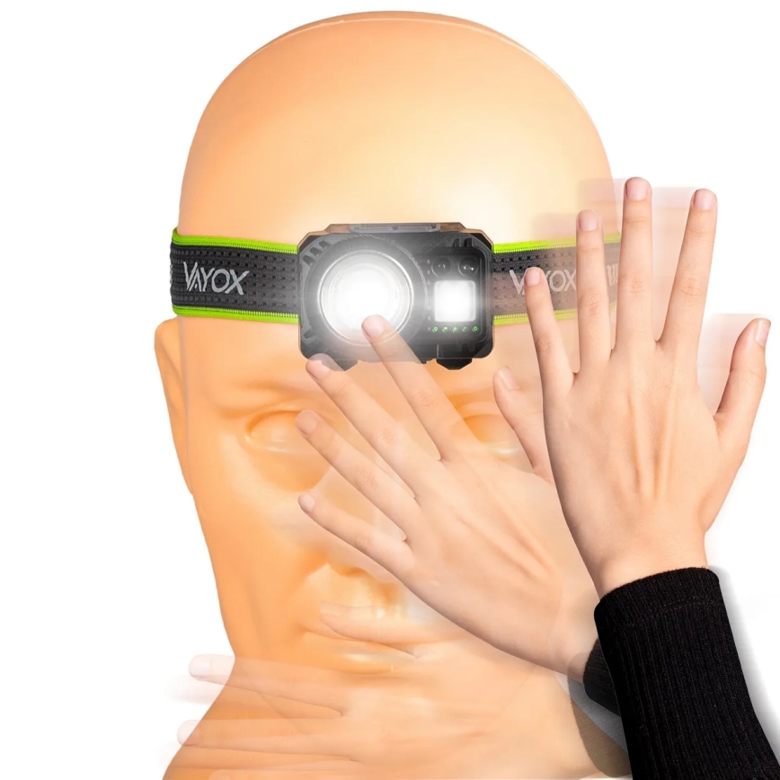 Dimmbare, wiederaufladbare LED-Stirnlampe mit Sensor und rotem Licht LED/6W/5V/3xAAA IP66 500 lm 1200 mAh