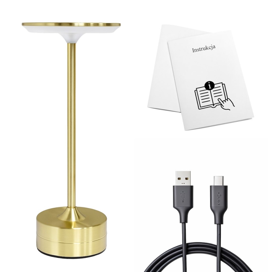 Wiederaufladbare LED-Touch-Schreibtischlampe TAVOLO LED/2,5W/5V 2400 mAh 3000-6000K gold
