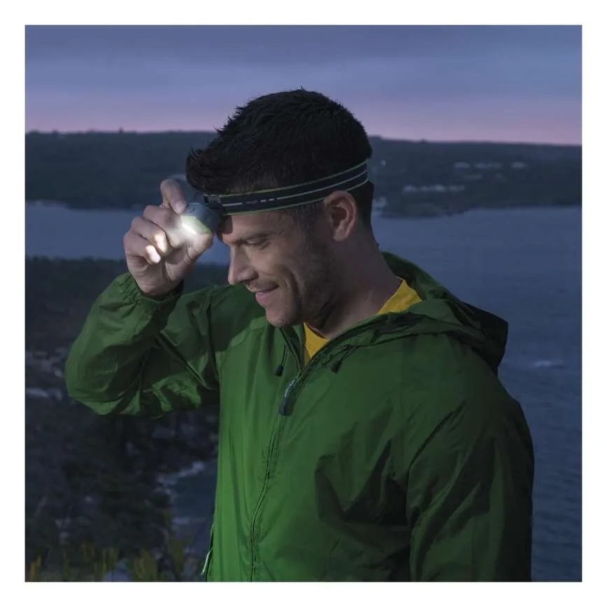 Wiederaufladbare LED‑Stirnlampe, USB, 1600 mAh, IPX6