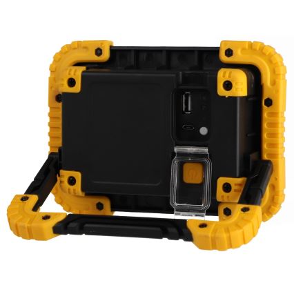 Wiederaufladbarer LED-Reflektor mit Powerbank-Funktion LED/20W/5V 4400 mAh IP44 schwarz/gelb