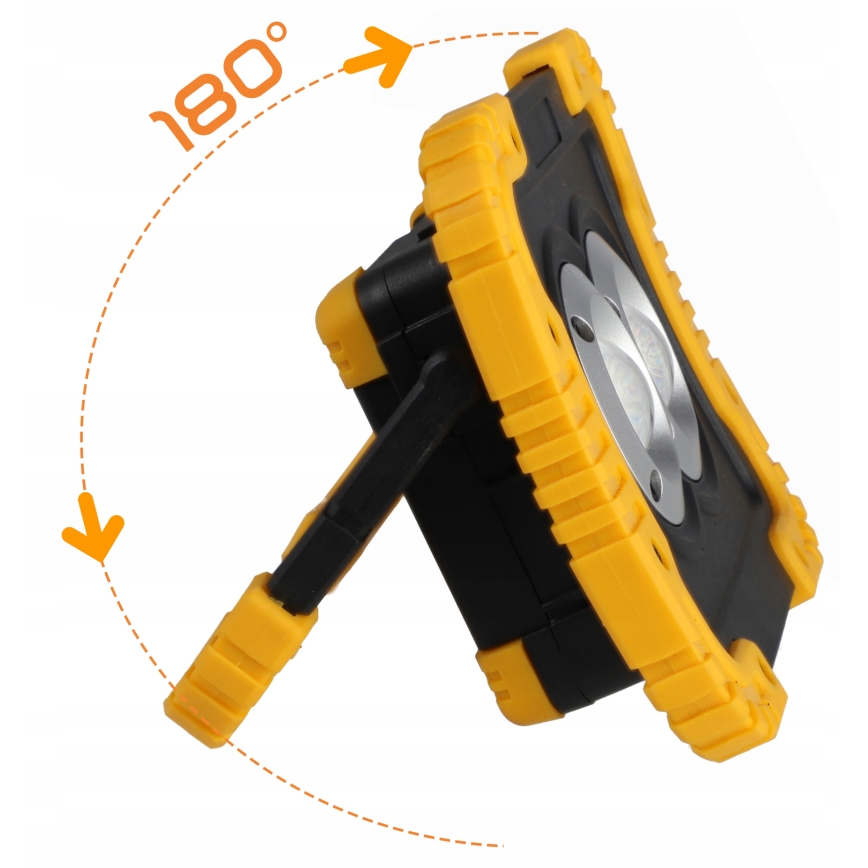 Wiederaufladbarer LED-Reflektor mit Powerbank-Funktion LED/20W/5V 4400 mAh IP44 schwarz/gelb