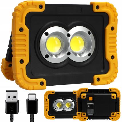 Wiederaufladbarer LED-Reflektor mit Powerbank-Funktion LED/20W/5V 4400 mAh IP44 schwarz/gelb