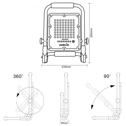 Dimmbarer, wiederaufladbarer LED-Akku-Fluter mit Stativ LED/50W/3,2V 4500K 5000 mAh IP65 orange