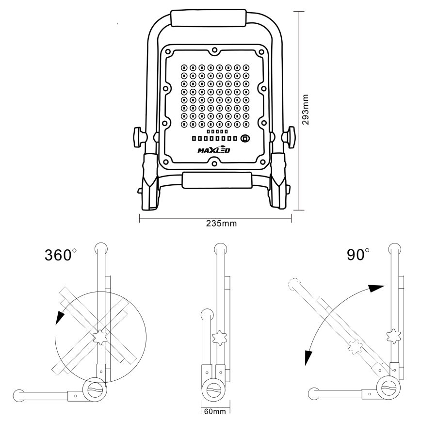 Dimmbarer, wiederaufladbarer LED-Akku-Fluter mit Stativ LED/50W/3,2V 4500K 5000 mAh IP65 orange