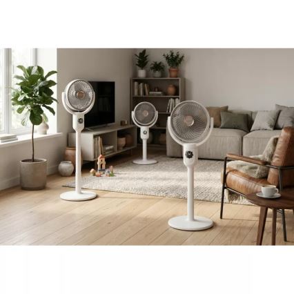 LED Wiederaufladbarer Standventilator mit LED-Beleuchtung LED/4,8W/5V USB 7200 mAh weiß + Fernbedienung