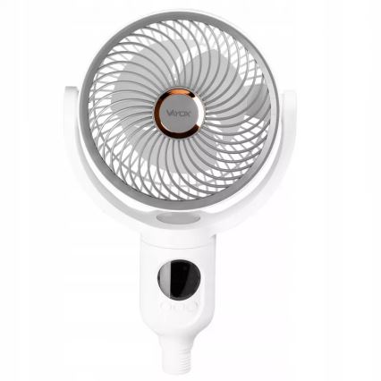 LED Wiederaufladbarer Standventilator mit LED-Beleuchtung LED/4,8W/5V USB 7200 mAh weiß + Fernbedienung