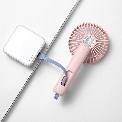 Wiederaufladbarer Taschenventilator 5 W / 5 V, 1200 mAh, Rosa