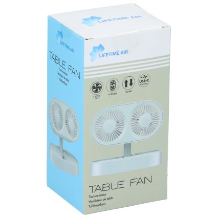 Wiederaufladbarer Tischventilator 3,7 V, 1200 mAh, weiß