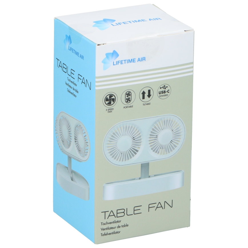 Wiederaufladbarer Tischventilator 3,7 V, 1200 mAh, weiß