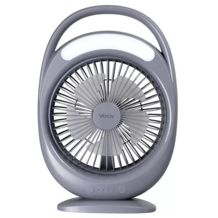 Wiederaufladbarer Tischventilator mit LED-Beleuchtung LED/2,8W/5V USB 2400 mAh grau