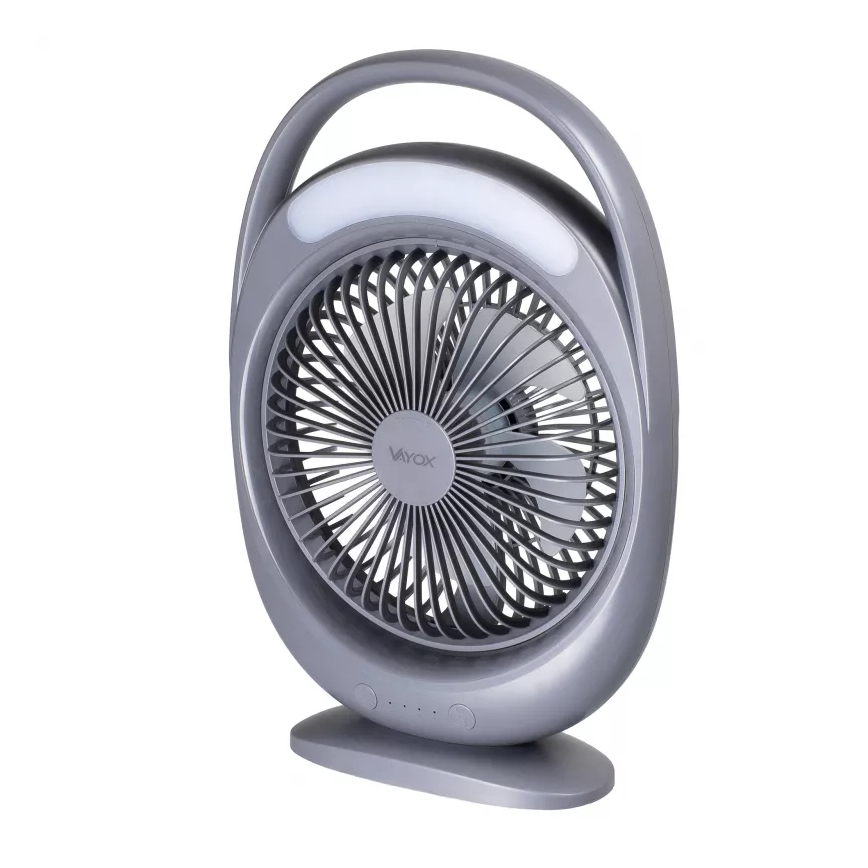 Wiederaufladbarer Tischventilator mit LED-Beleuchtung LED/2,8W/5V USB 2400 mAh grau