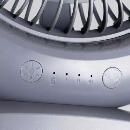 Wiederaufladbarer Tischventilator mit LED-Beleuchtung LED/2,8W/5V USB 2400 mAh grau