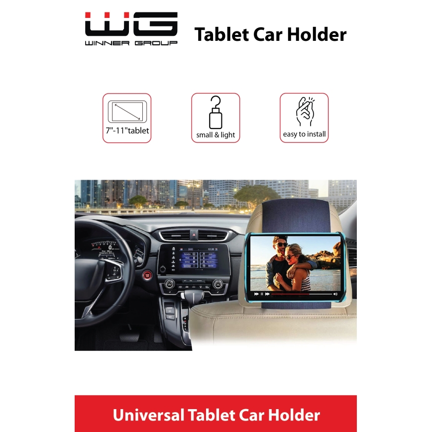 Winner Group - Auto-Tablet-Halterung mit Klettverschluss schwarz