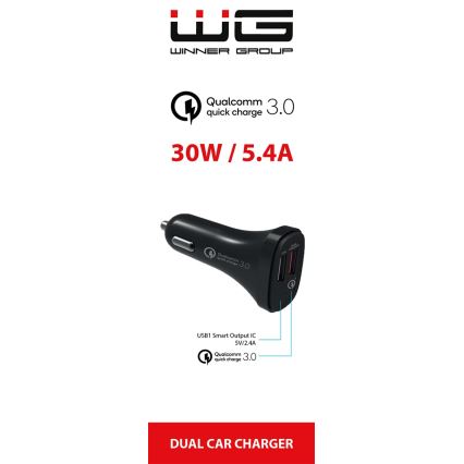 Winner Group - Autoladegerät 2x USB-A mit Power Delivery 30W, schwarz
