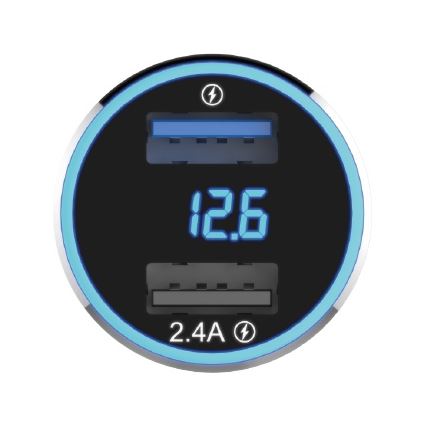 Winner Group - Autoladegerät mit Anzeige 2xUSB-A Power Delivery 30W schwarz