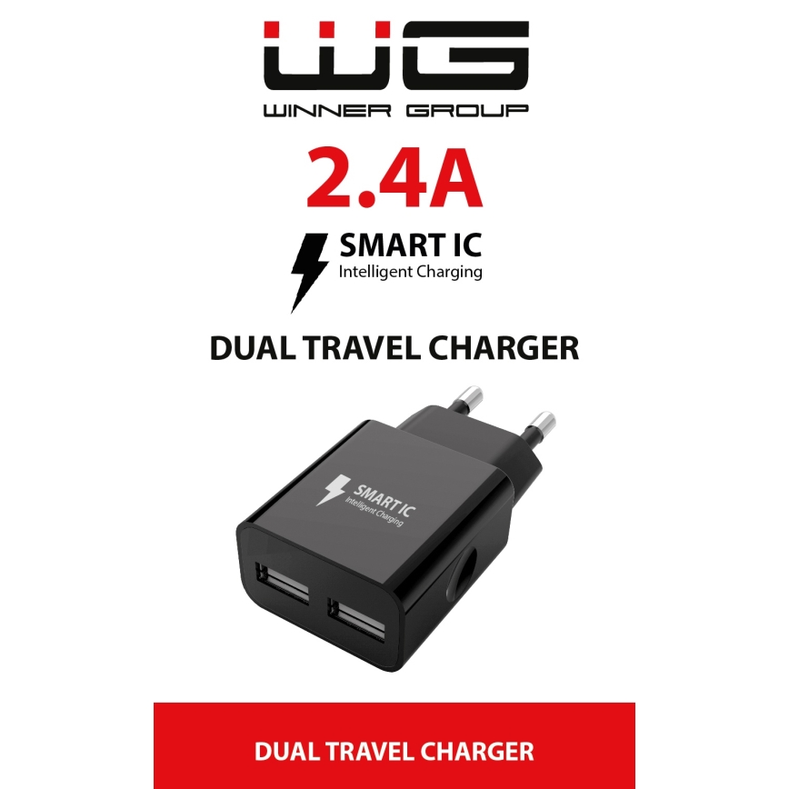 Winner Group - Ladeadapter 2xUSB-A 12W schwarz