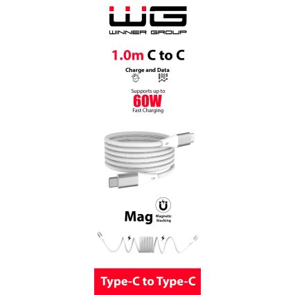 Winner Group - Magnetisches USB-Kabel USB-C / USB-C 60W 1m Weiß