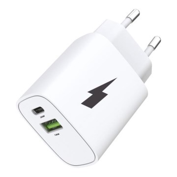 Winner Group - Schnellladeadapter 1xUSB-C + 1xUSB-A, Power Delivery 20 W, weiß