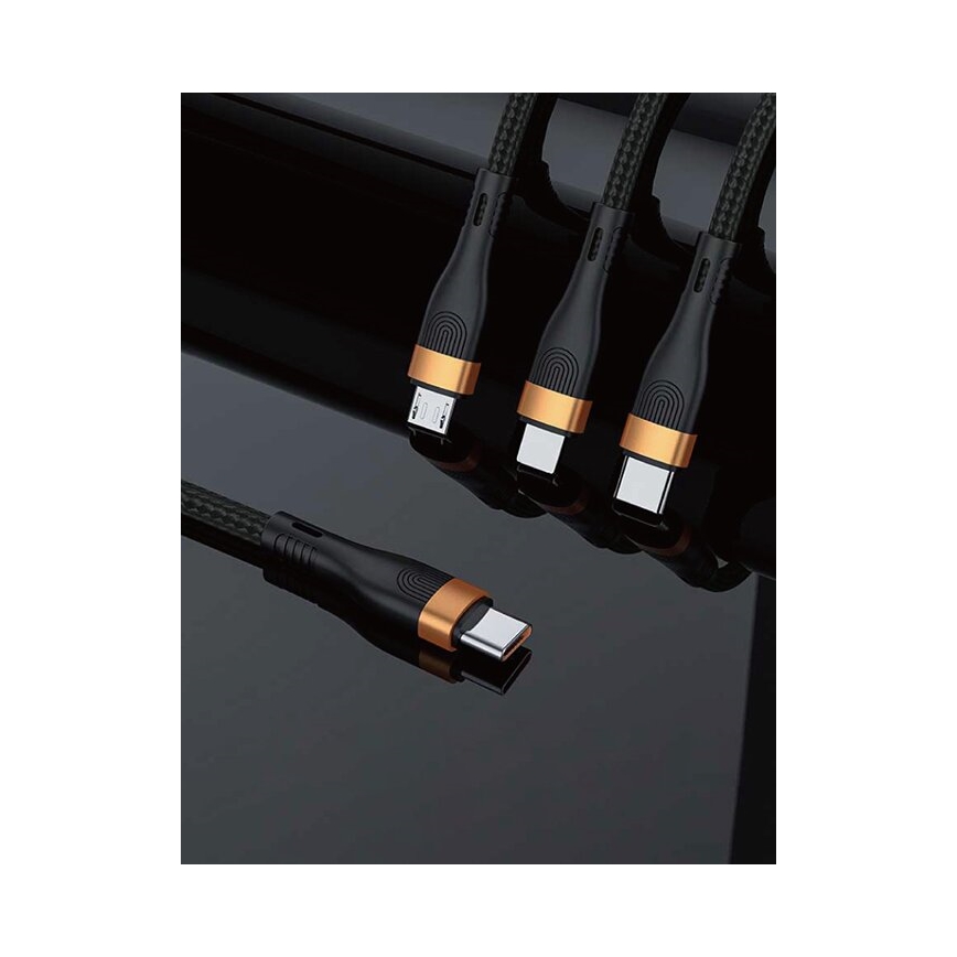 Winner Group - USB-Kabel 3in1 USB-C / Lightning, USB-C und Micro USB 100W 1,5m schwarz