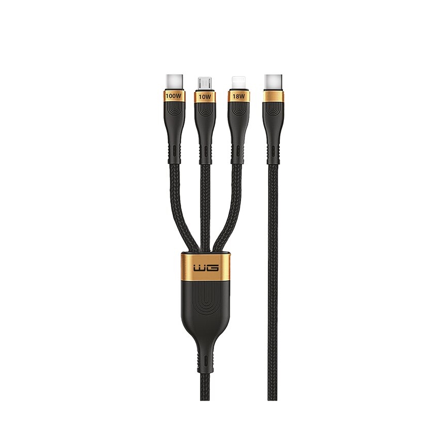 Winner Group - USB-Kabel 3in1 USB-C / Lightning, USB-C und Micro USB 100W 1,5m schwarz