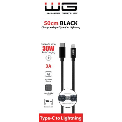 Winner Group - USB-Kabel Lightning / USB-C 60W 50cm schwarz