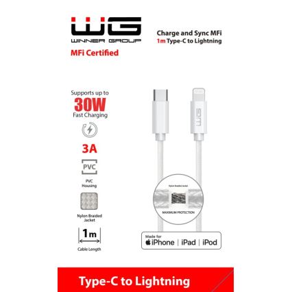 Winner Group - USB-Kabel MFI Lightning / USB-C 1m weiß