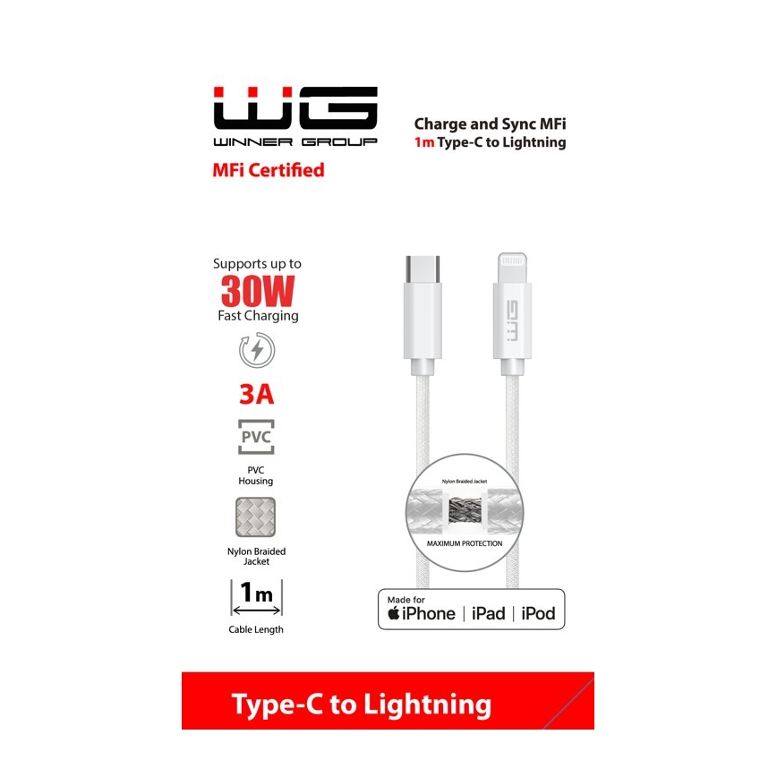 Winner Group - USB-Kabel MFI Lightning / USB-C 1m weiß