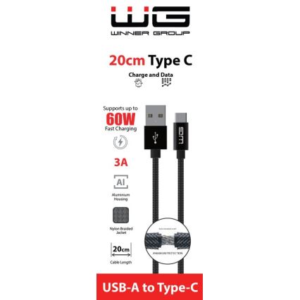 Winner Group - USB-Kabel USB-C / USB-A 60W 20cm schwarz